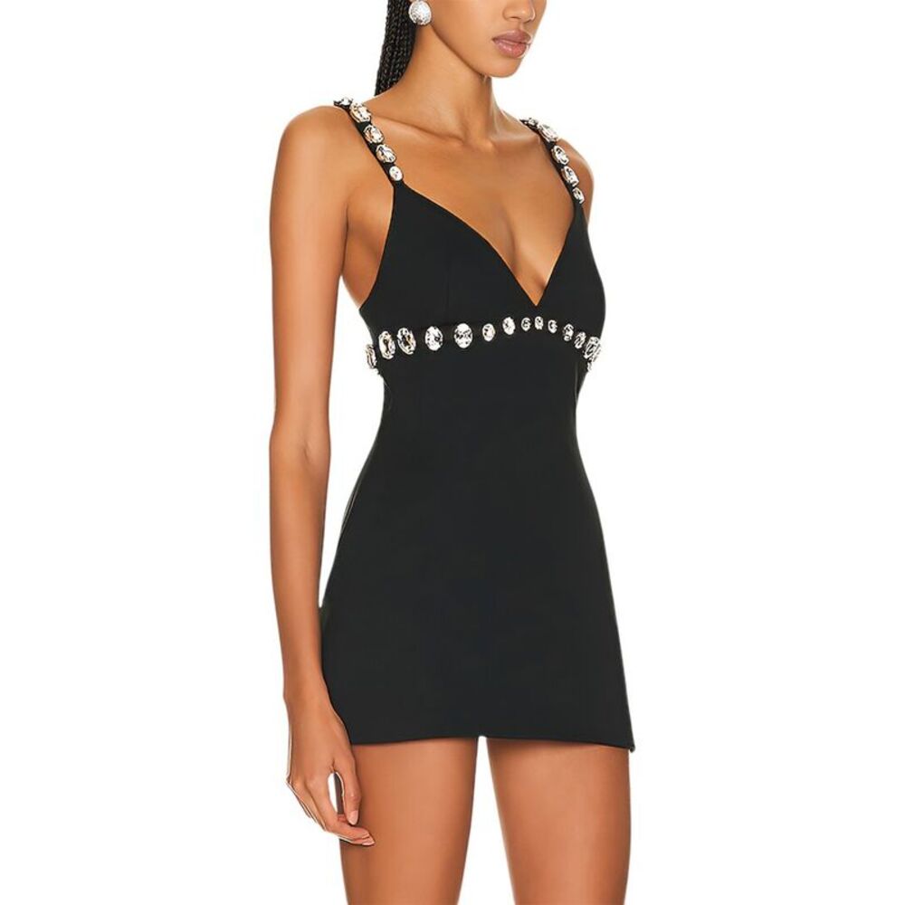 Chic Black Mini Dress with Crystal Accents